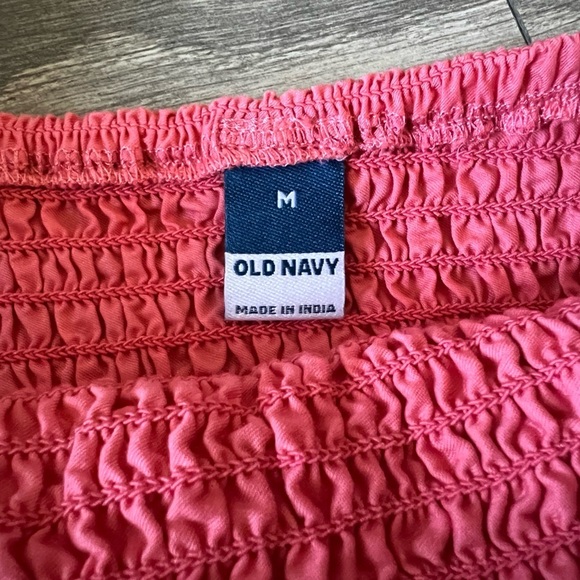 Old Navy Coastal Boho Sleeveless Ruffle Strap Square Neck Smocked Top in Coral M - Picture 6 of 10